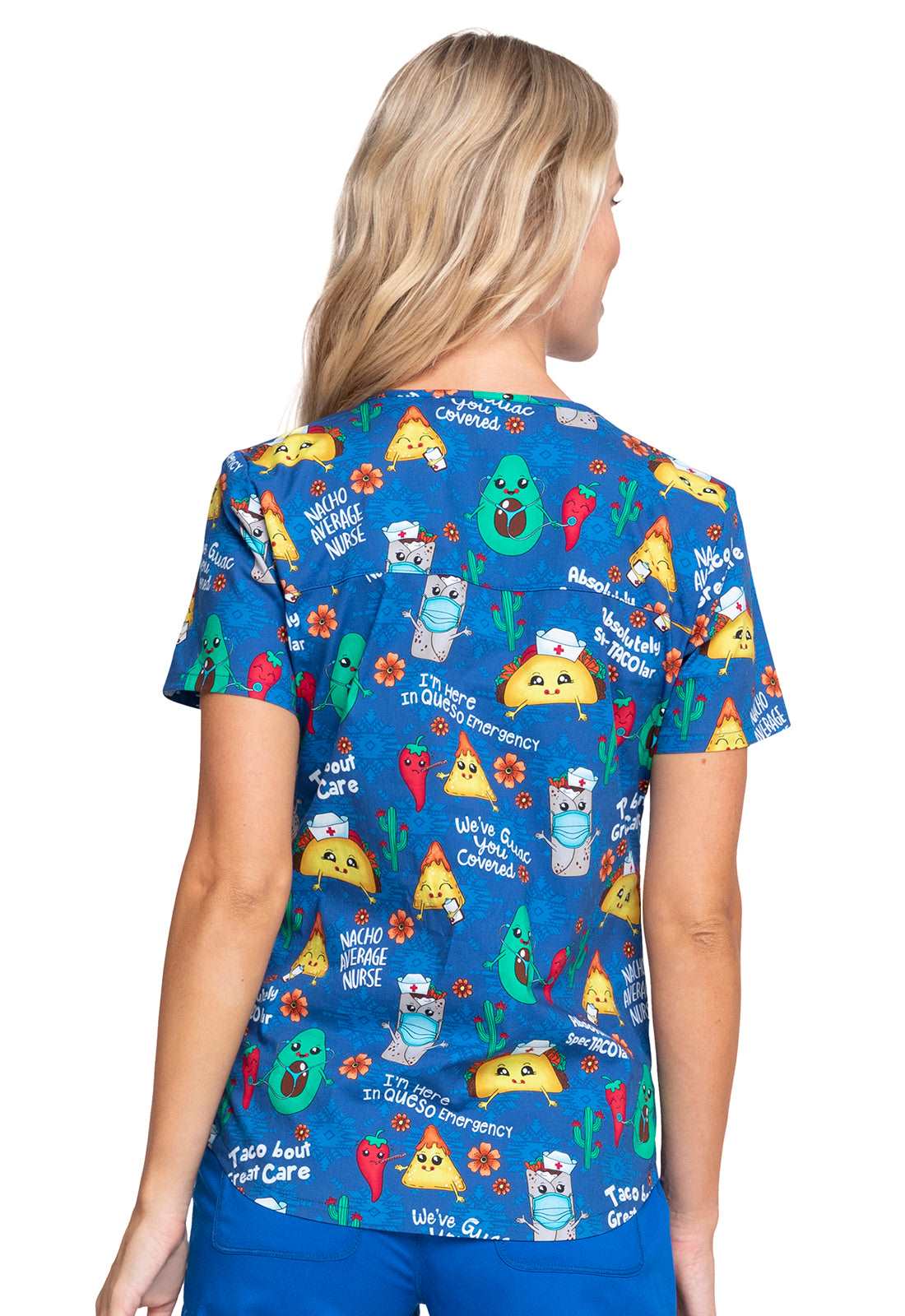 Cherokee Prints V-Neck Print Top in Nacho Average Nurse CK652 NANS