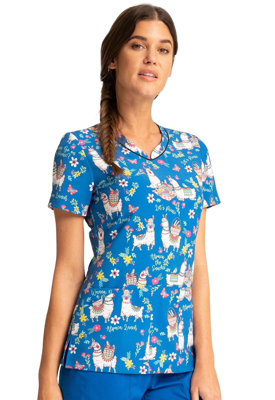 Cherokee Prints V-Neck Print Top in Alpaca Picnic CK678 APPC