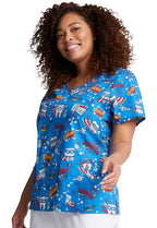 Dickies Prints V-Neck Top in Super Smile DK721 SUSM