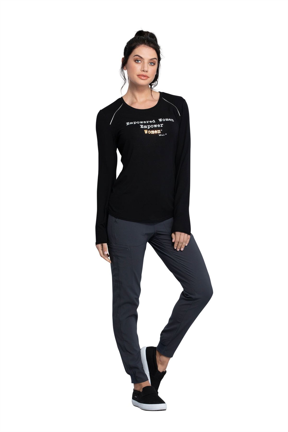 Long Sleeve Underscrub Knit Tee in Black CKK816